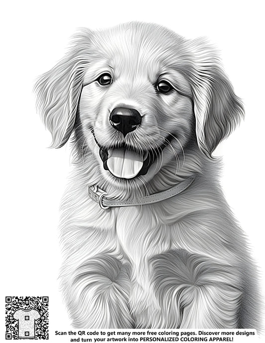 FREE Golden Retriever Puppy Coloring Page - Printable Download