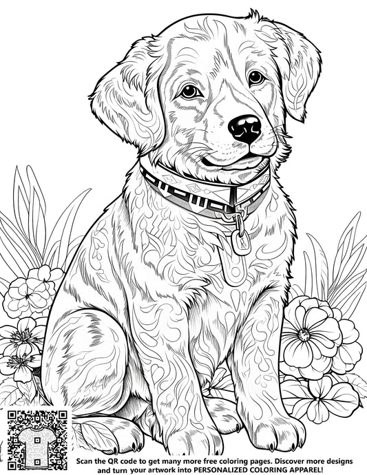 Cute free coloring pages for kids featuring puppies, dog designs and adorable animals