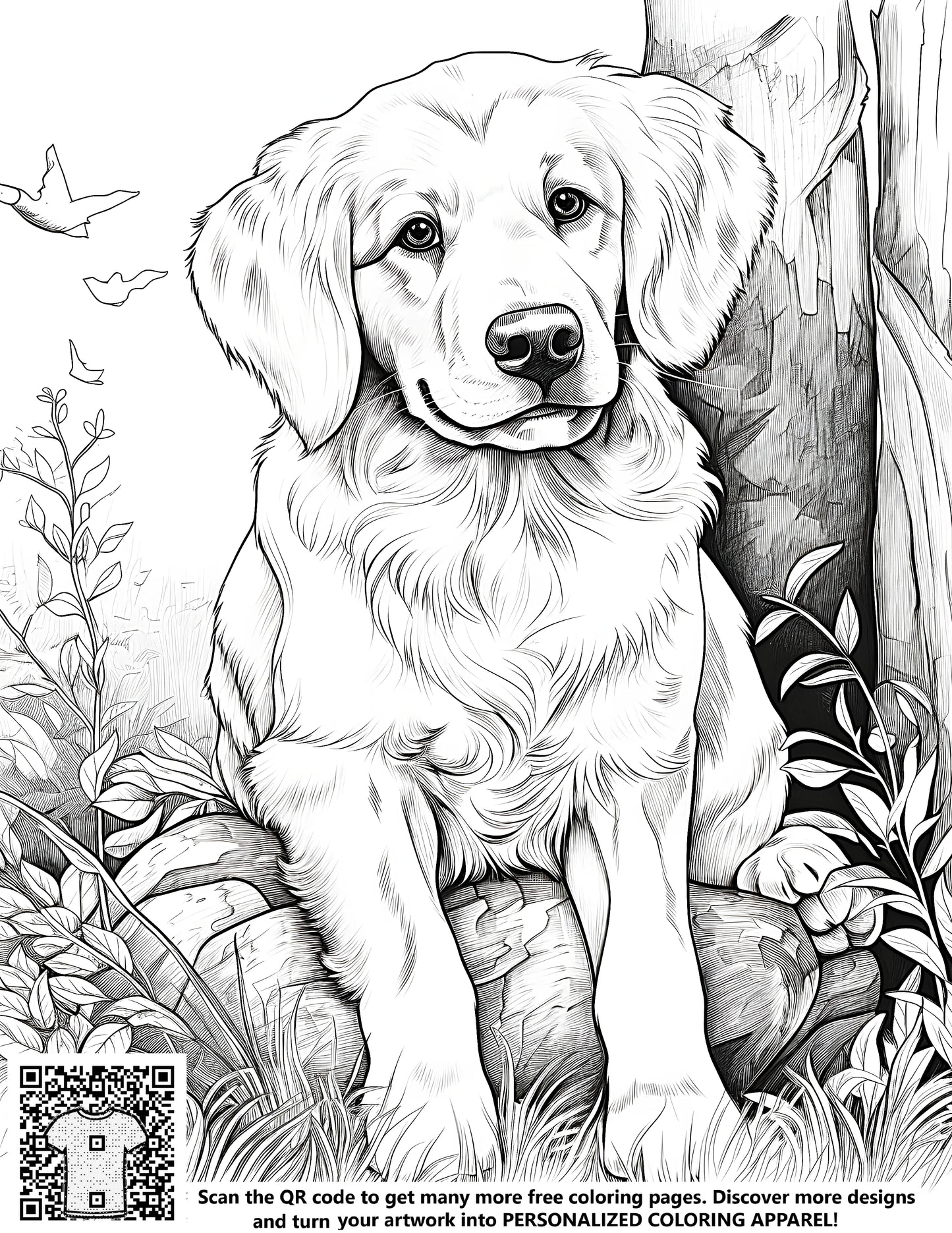 Coloring pages for kids, puppy coloring book, nature scenes free printable