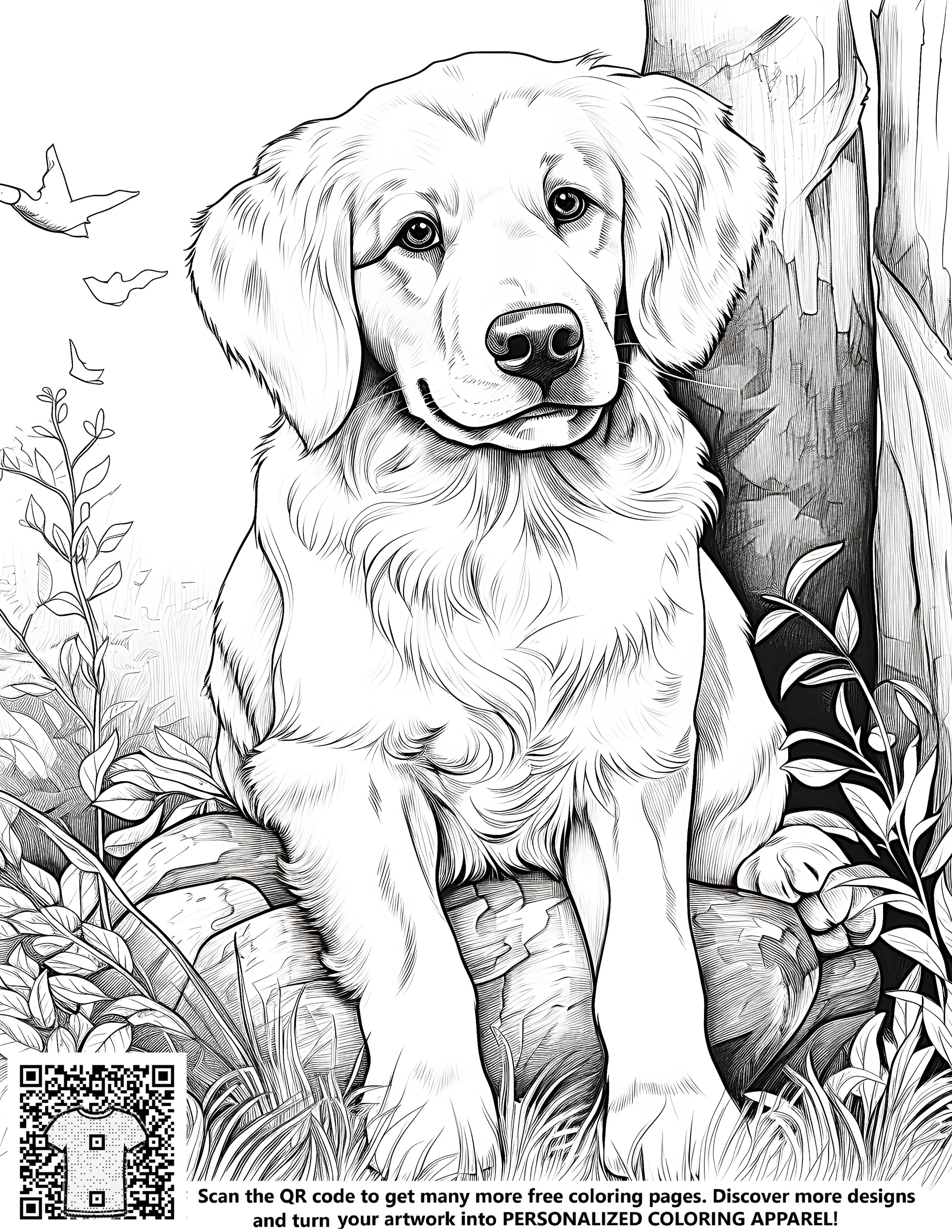 Coloring pages for kids, puppy coloring book, nature scenes free printable