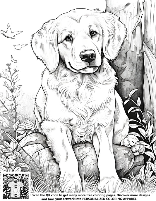 Coloring pages for kids, puppy coloring book, nature scenes free printable