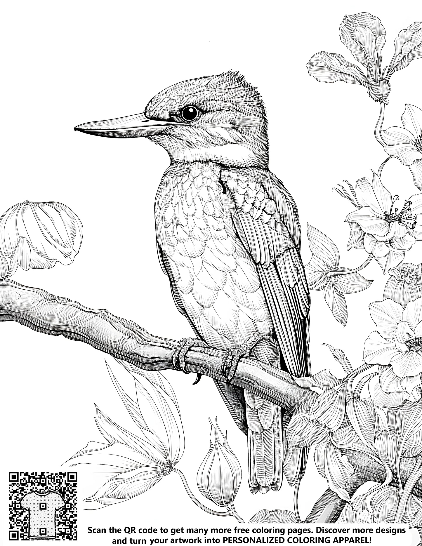 FREE Kingfisher Bird Coloring Page Printable Download