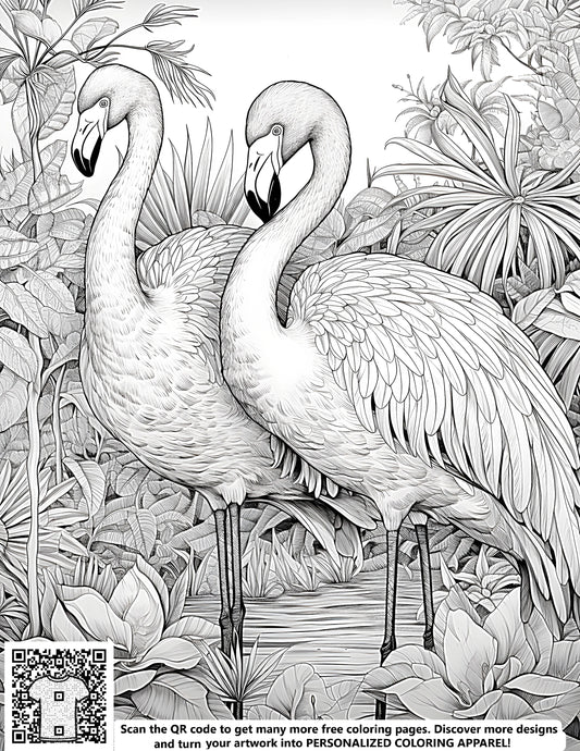 FREE Flamingo Coloring Page - Tropical Jungle Printable Download