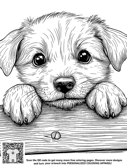 Free coloring page kit with adorable puppy illustrations and vibrant fabric markers for creative expression