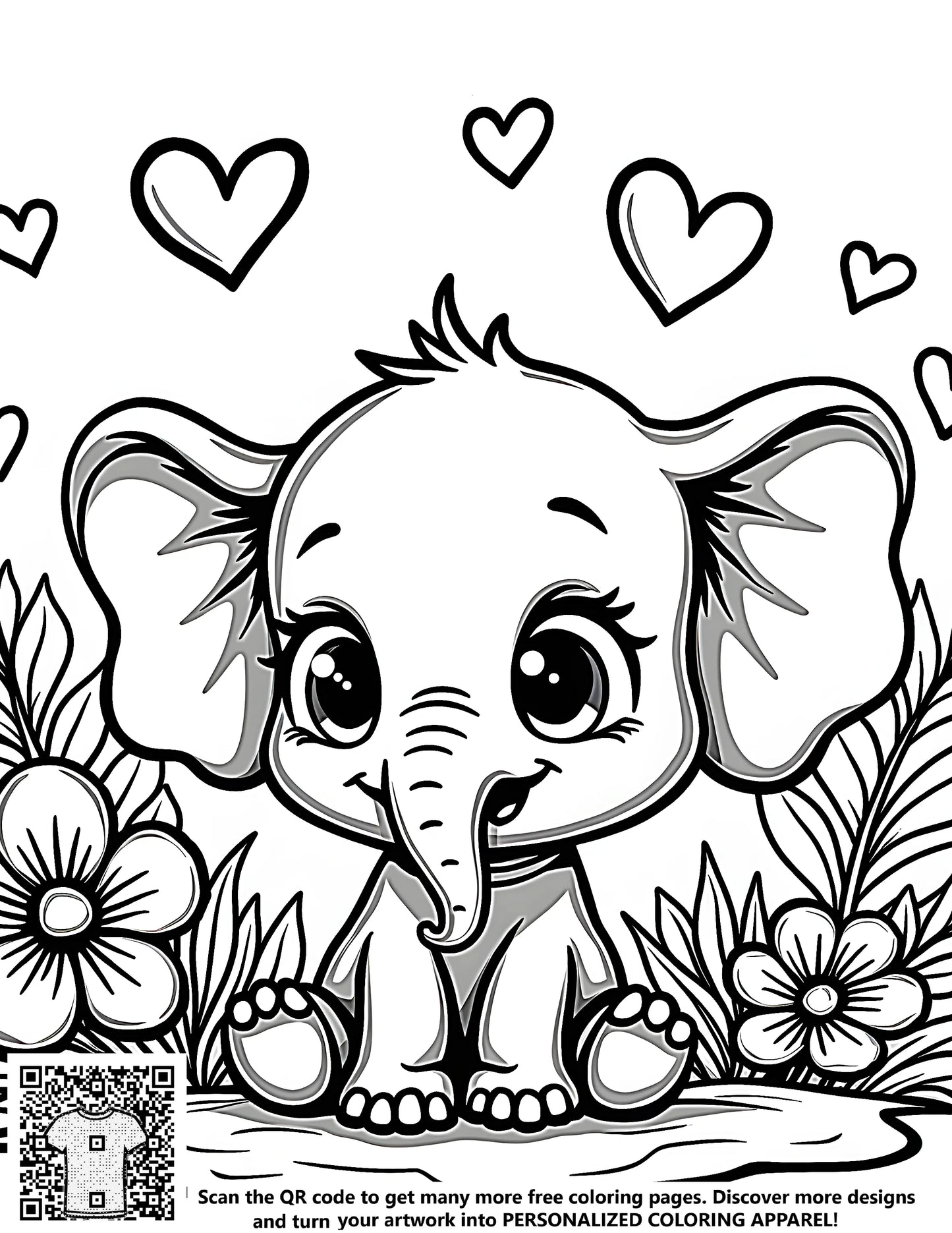 FREE Cute Cartoon Elephant Coloring Page - Download NOW