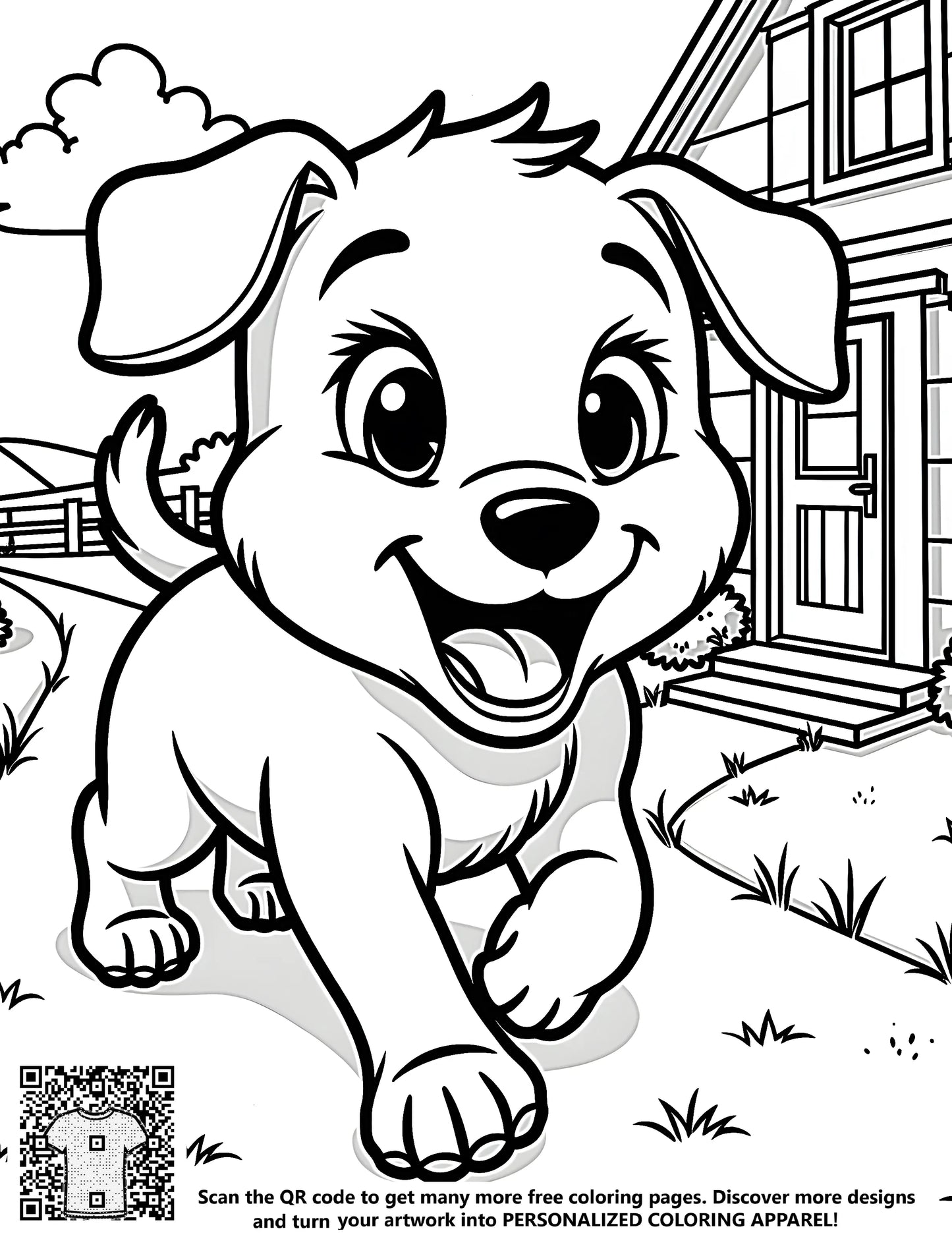 FREE Joyful Puppy Coloring Page - Printable Download