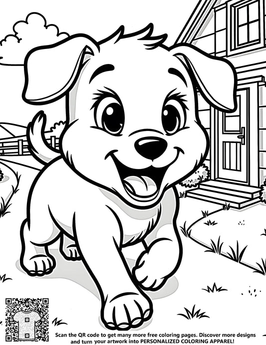 FREE Joyful Puppy Coloring Page - Printable Download