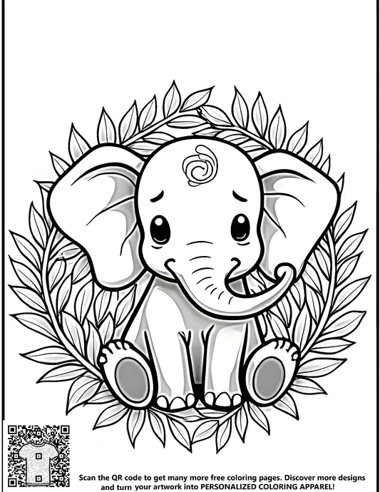 FREE Cute Cartoon Elephant Coloring Page - Download NOW