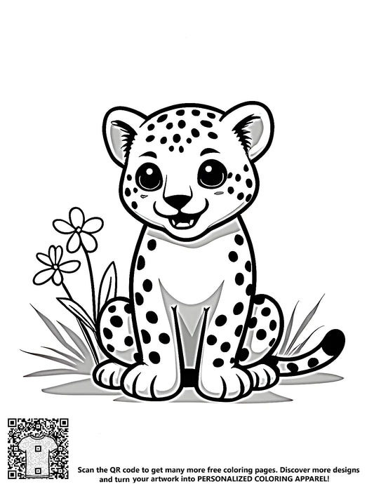 FREE Cute Cartoon Leopard Coloring Page - Download NOW