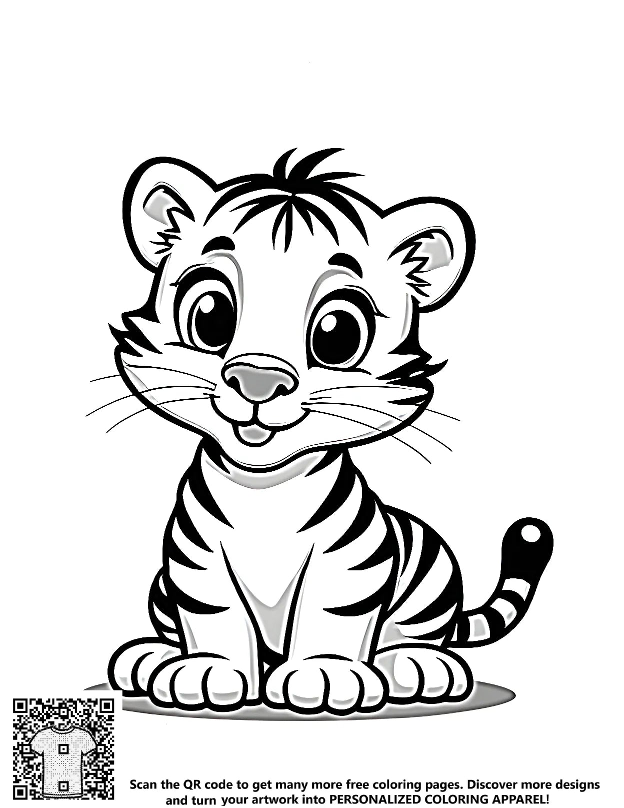 FREE Cute Tiger Coloring Page - Download NOW