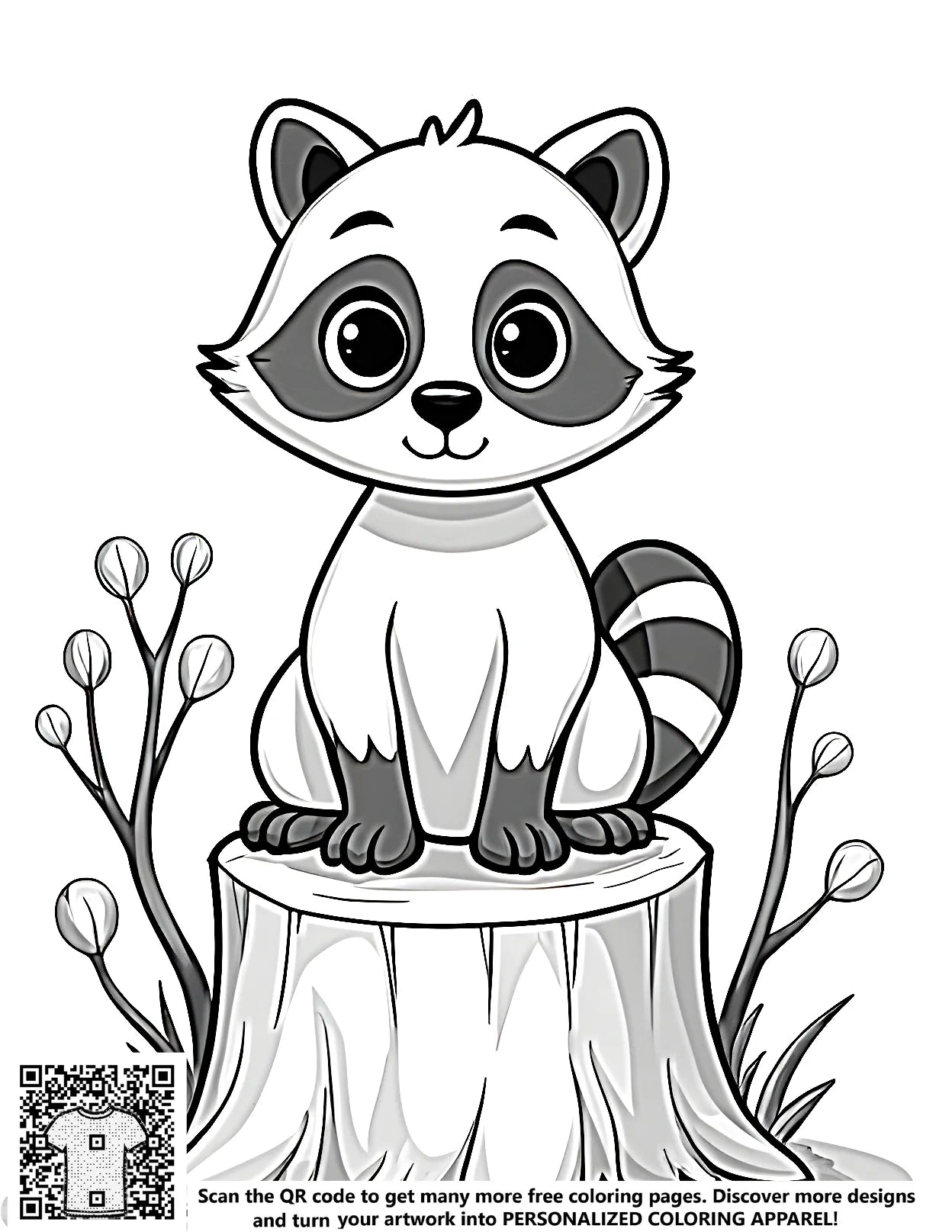 FREE Raccoon Coloring Page - Cute Cartoon Style Printable Download