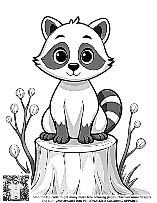 FREE Raccoon Coloring Page - Cute Cartoon Style Printable Download