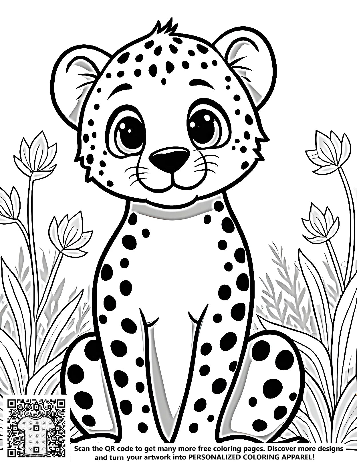 FREE Cute Baby Cheetah Coloring Page - Printable Download