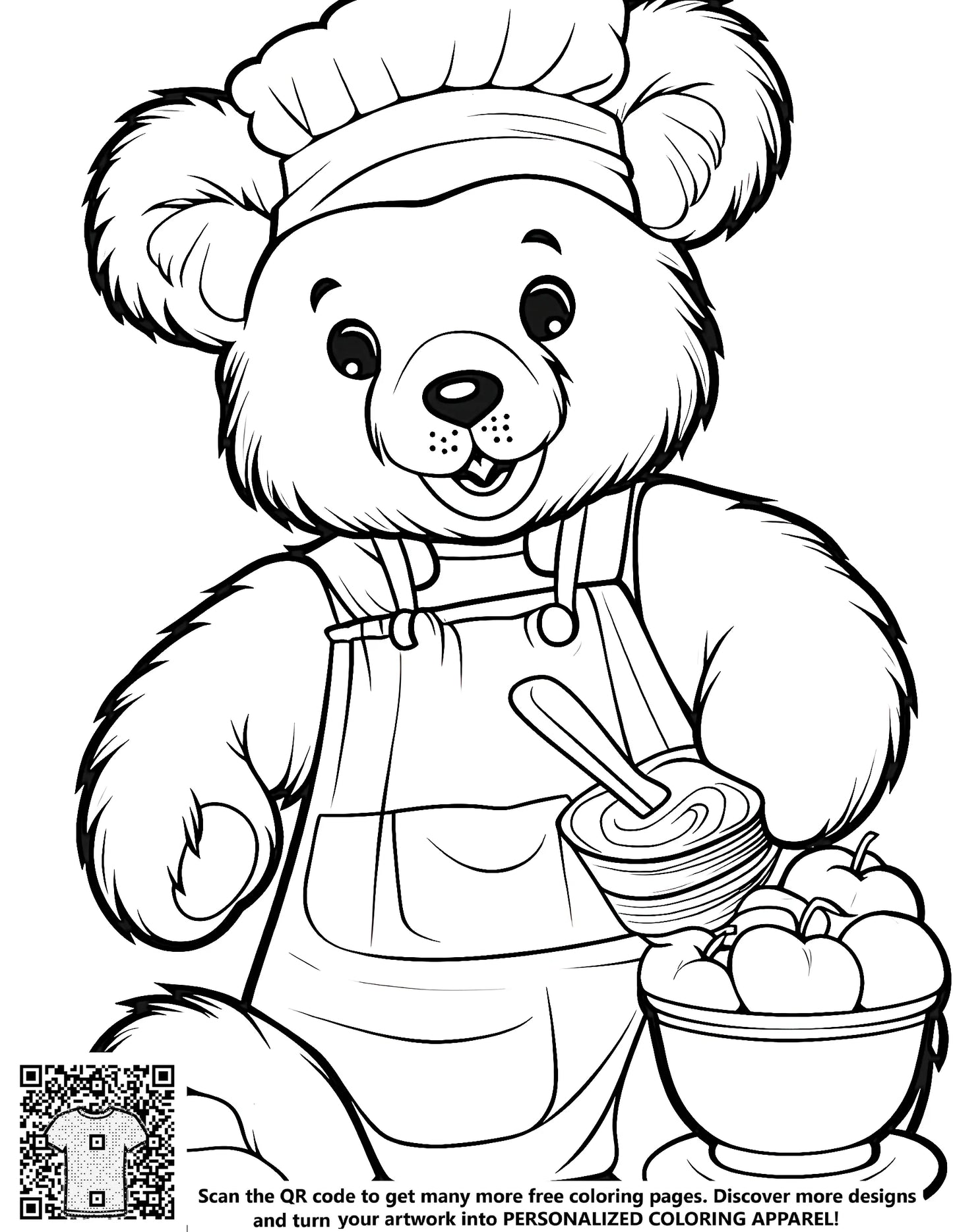 FREE Bear Chef Coloring Page - Download NOW