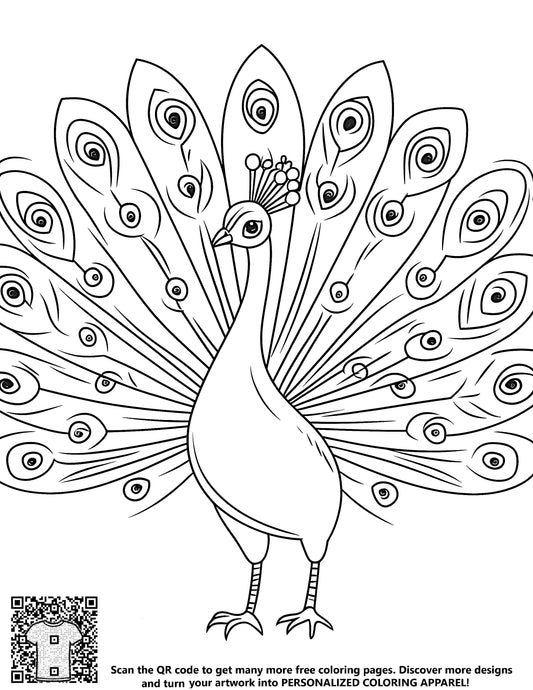FREE Peacock Coloring Page - Magnificent Tail Feathers Printable Download