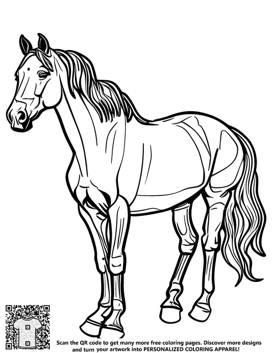 FREE Horse Coloring Page - Detailed Mane and Tail - Printable Download