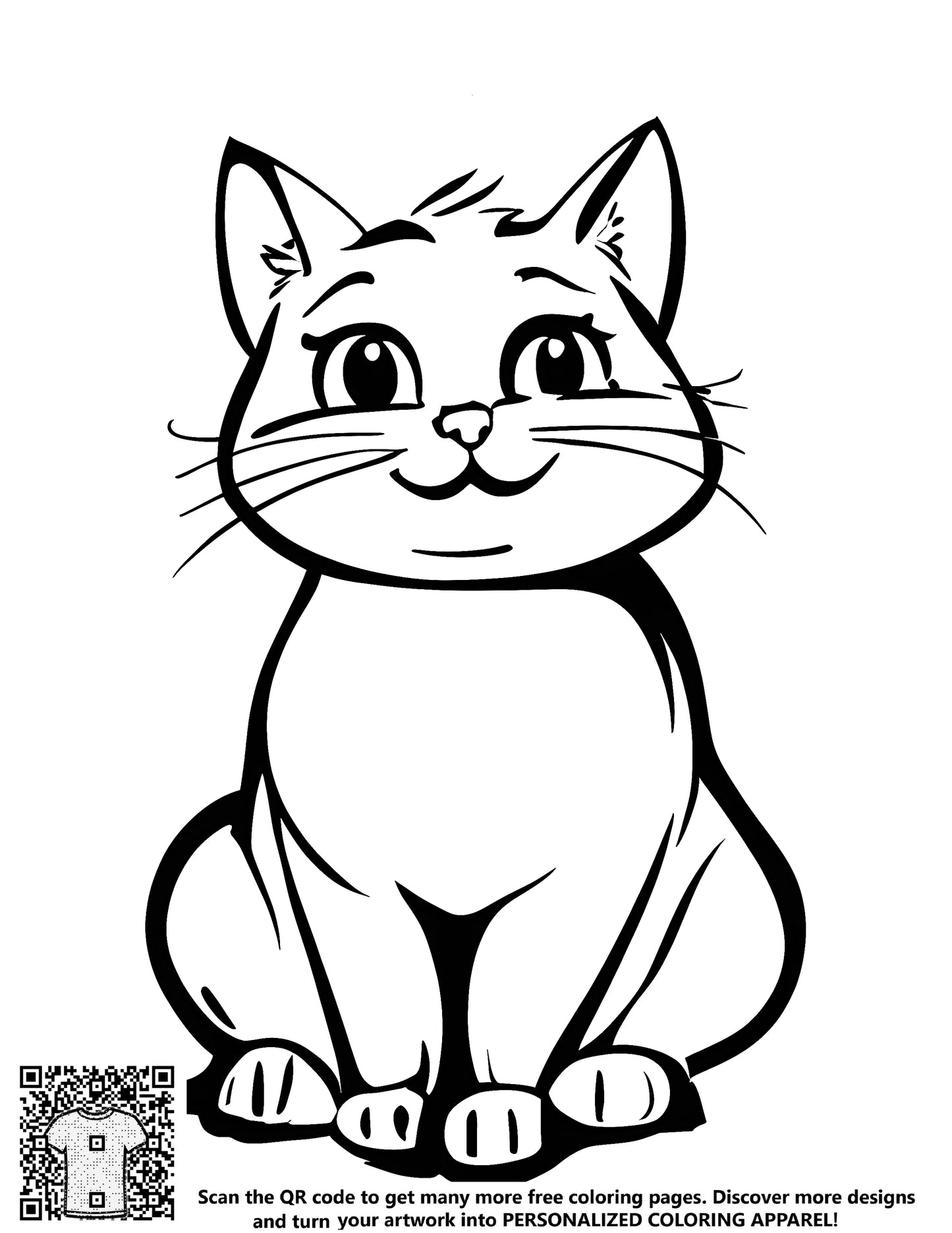 FREE Cute Cat Coloring Page - Download NOW for Kids' Fun Activities