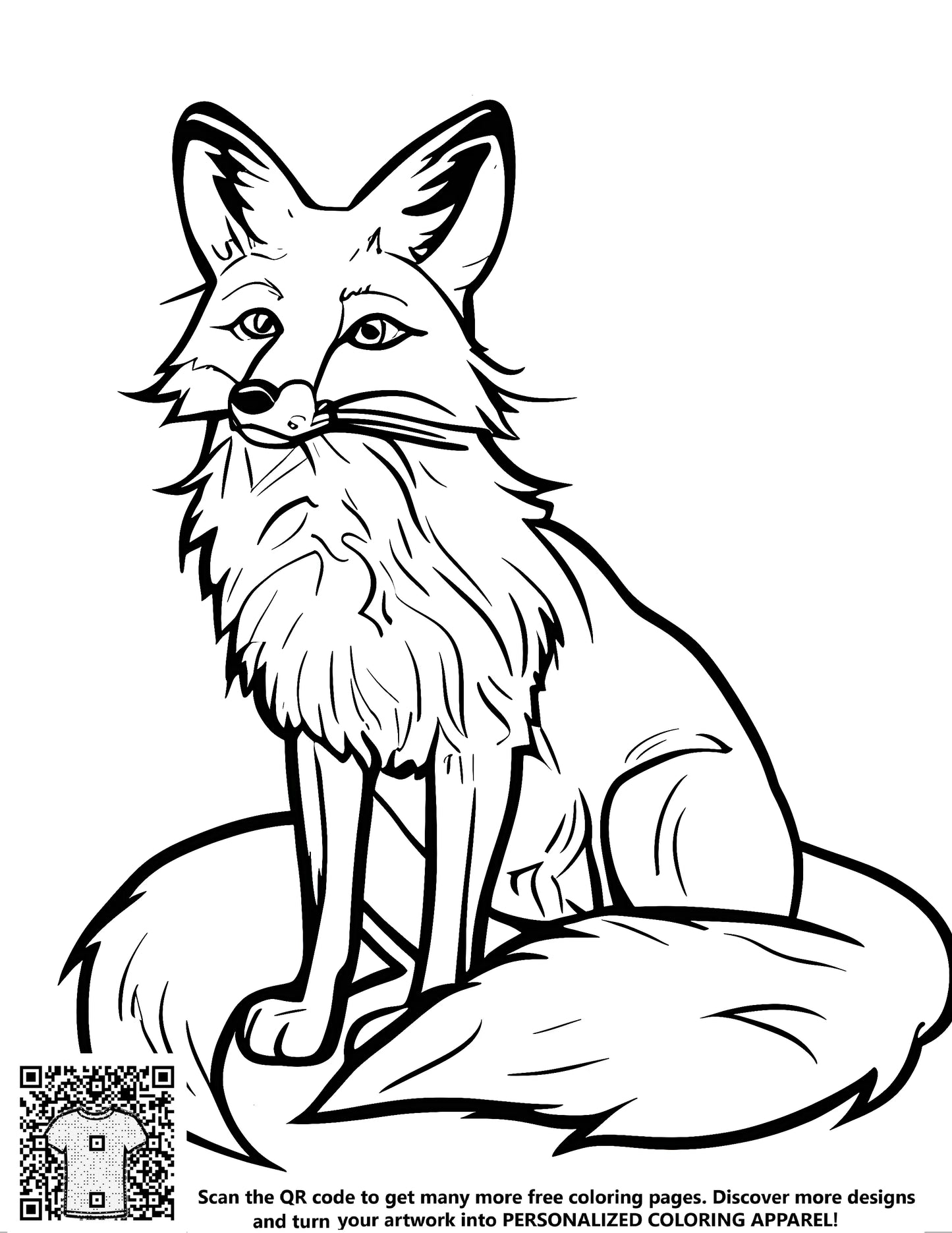FREE Fox Coloring Page Download - Detailed Line Drawing for Coloring Activities