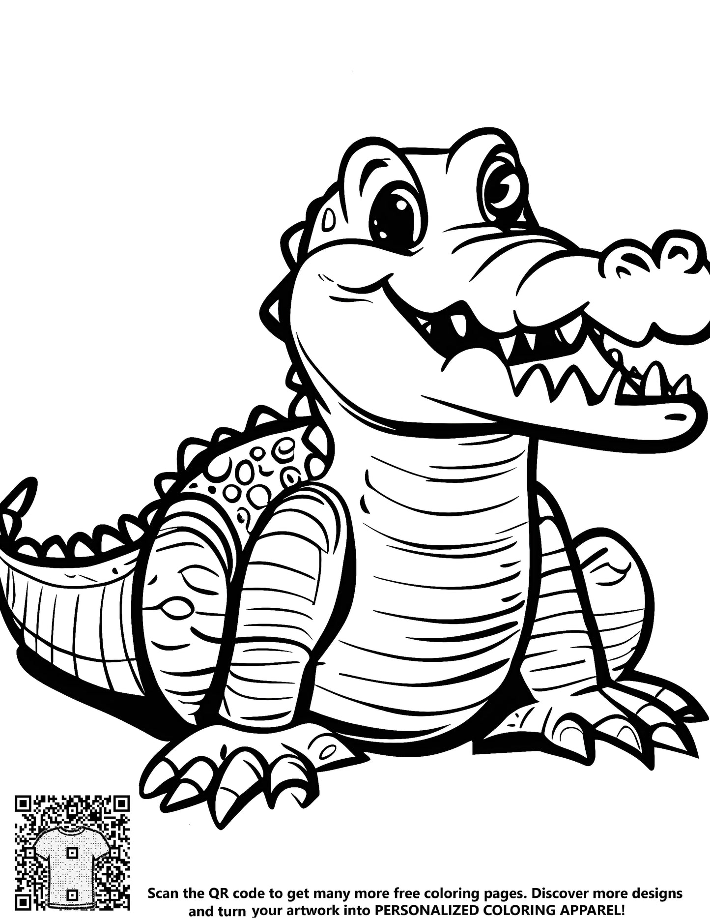 FREE Cartoon Crocodile Coloring Page Download