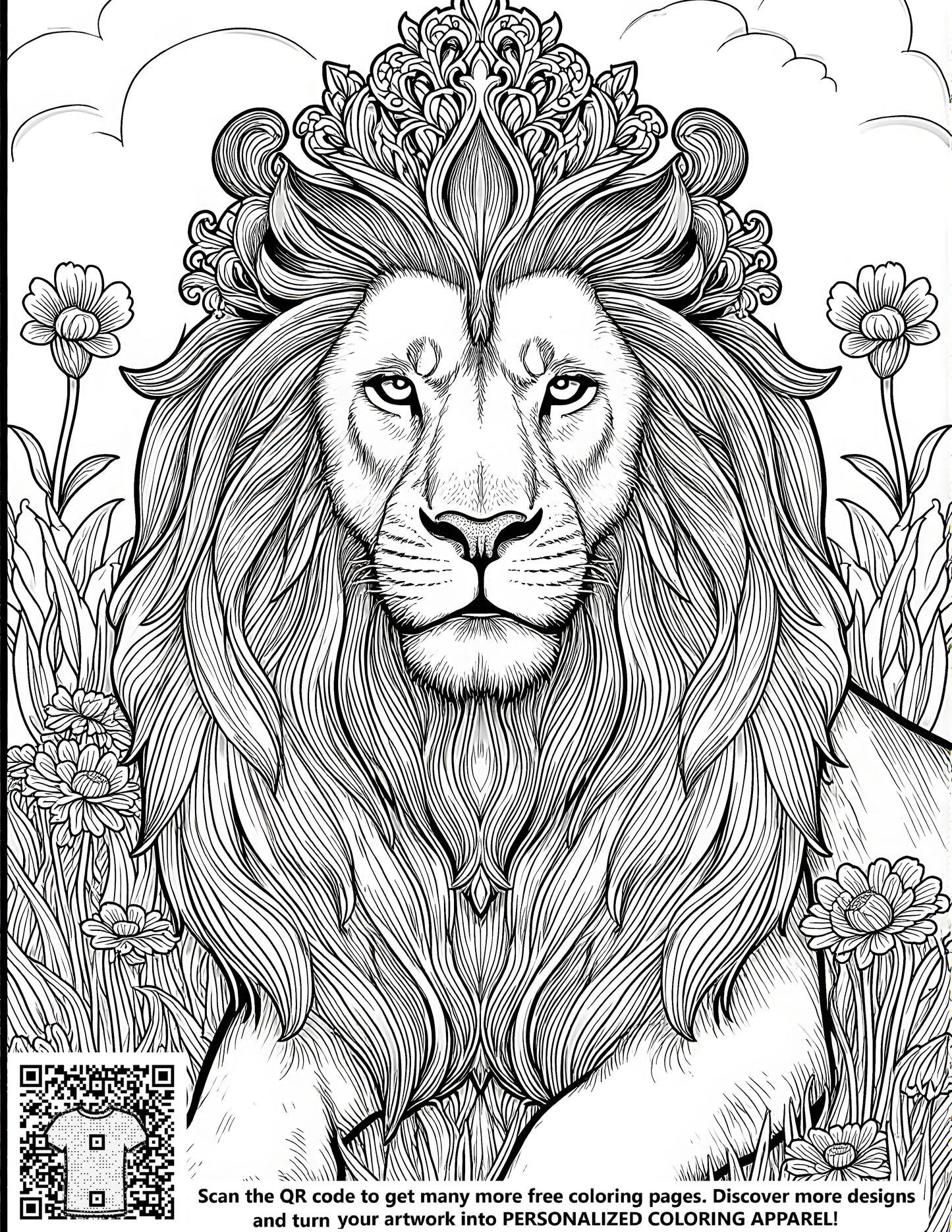 FREE Majestic Lion Coloring Page - Intricate Design with Decorative Mane - Printable Download