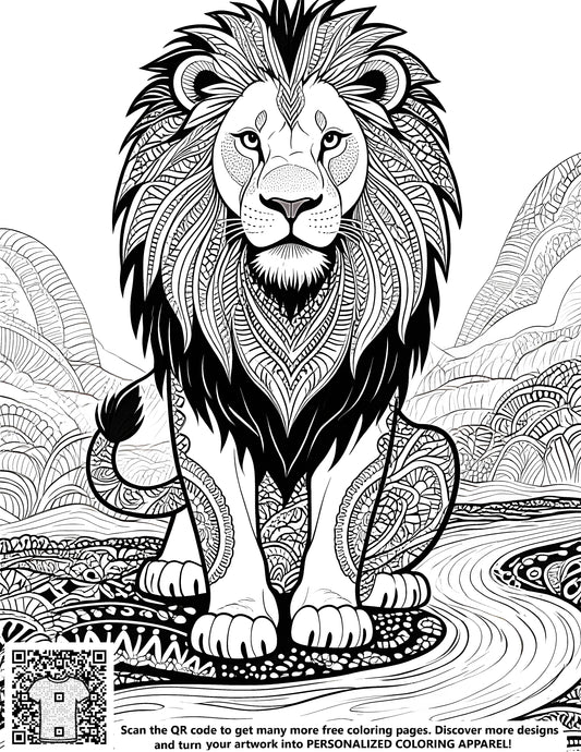 FREE Lion Coloring Page - Intricate Mane & Body Patterns - Printable Download