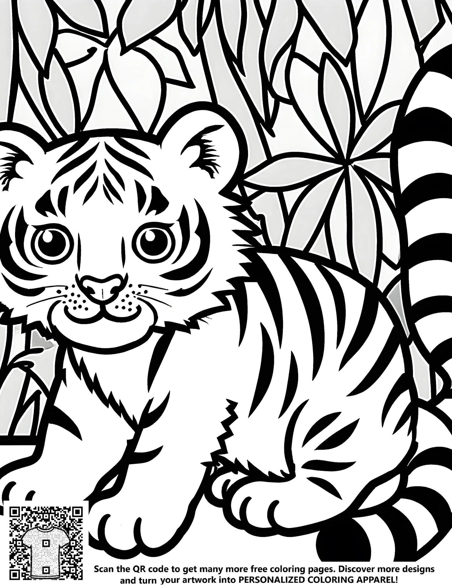 FREE Baby Tiger in Jungle Coloring Page - Printable Download