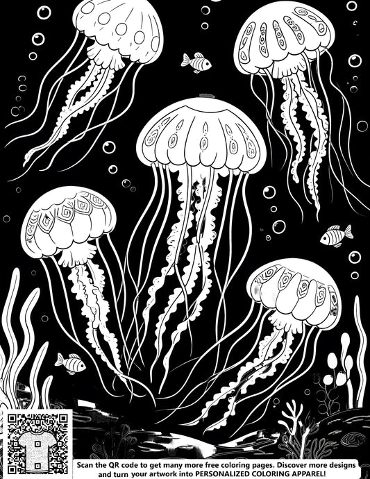FREE Jellyfish & Fish Underwater Coloring Page - Download NOW