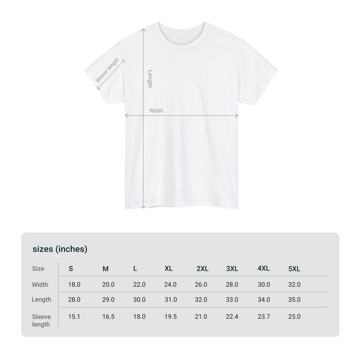 Unisex T-Shirt size chart for DaVinci in You coloring kits