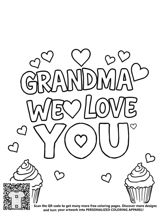 FREE Grandma We Love You Coloring Page - Printable Download