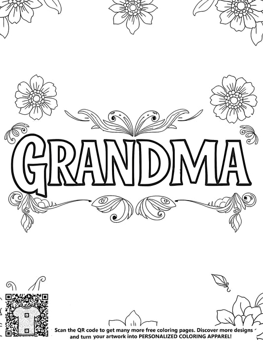 FREE Grandma Floral Coloring Page - Printable Family Appreciation Activity