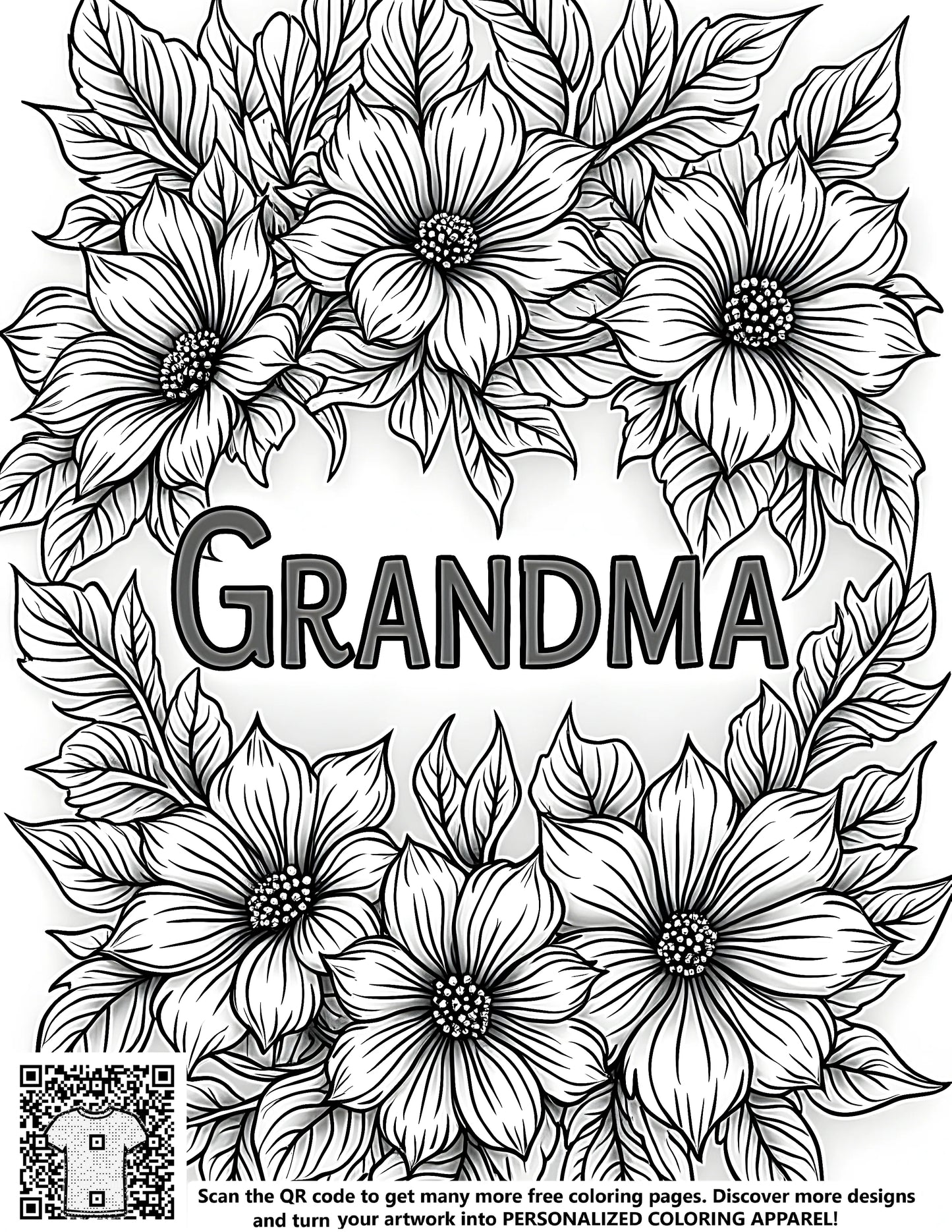 FREE Grandma Floral Coloring Page Download NOW