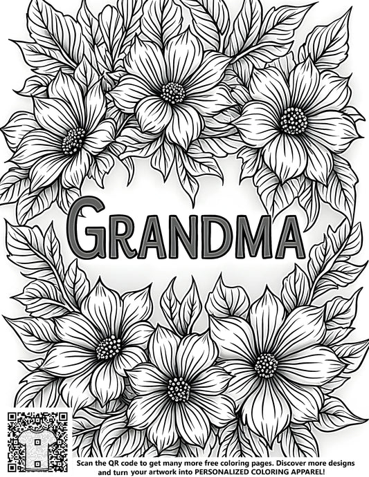 FREE Grandma Floral Coloring Page Download NOW