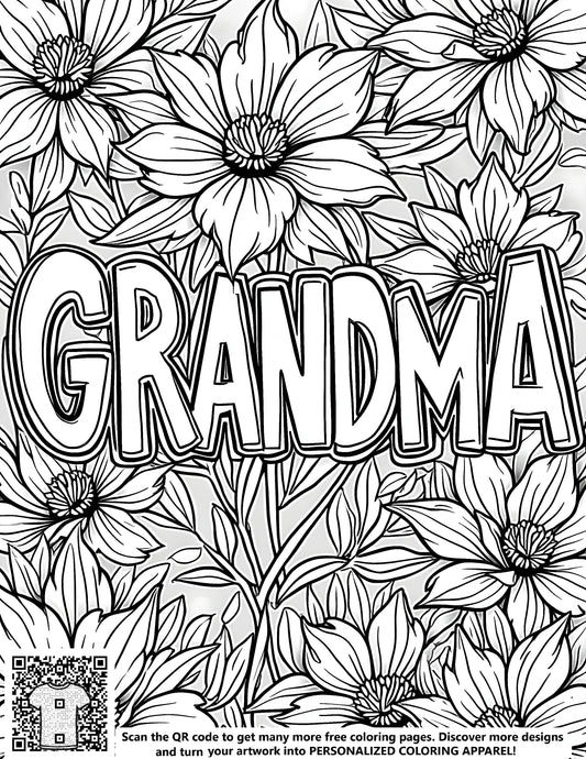 FREE Grandma Floral Coloring Page - Printable Download