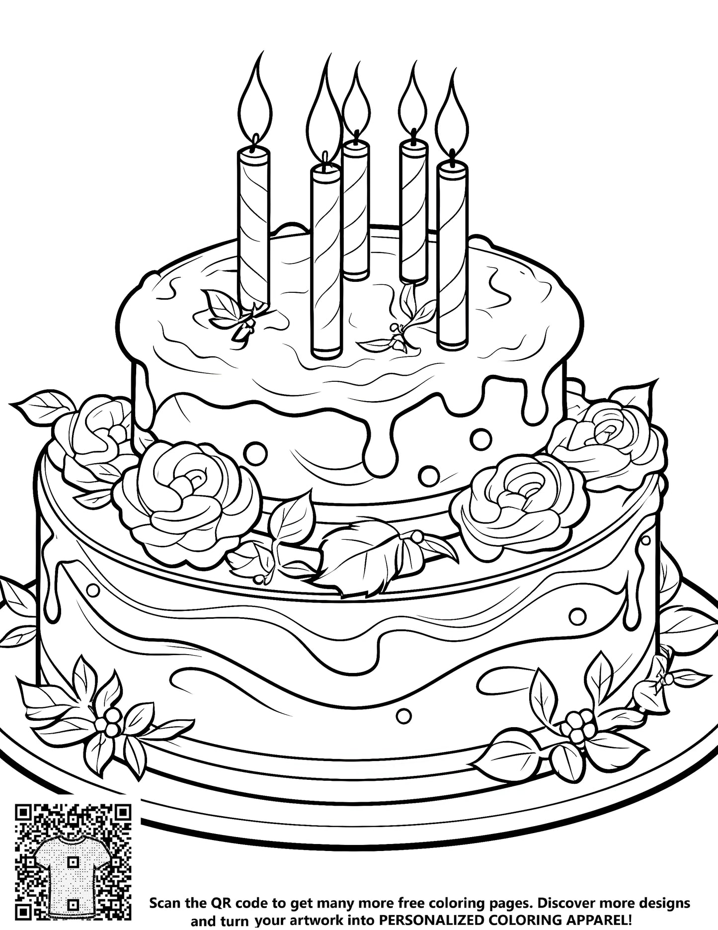 FREE Birthday Cake Coloring Page - Printable Download