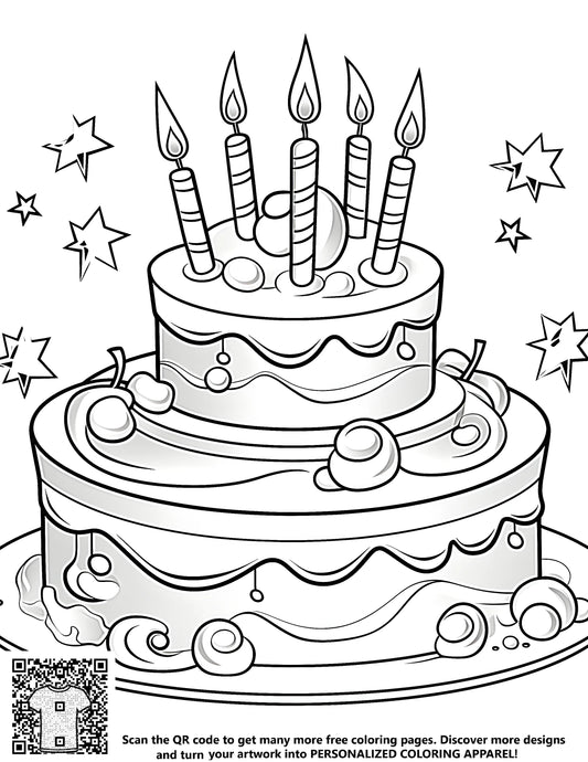 FREE Birthday Cake Coloring Page - Download NOW