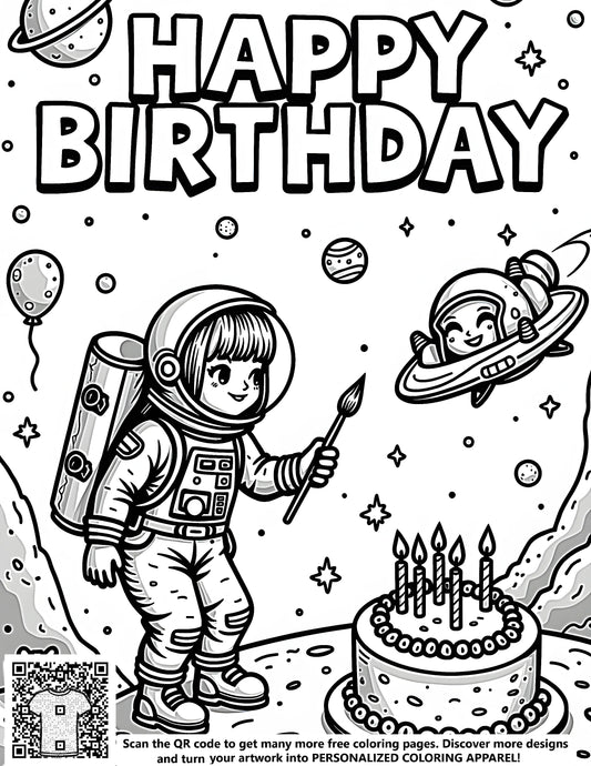 FREE Birthday Astronaut Coloring Page Printable Download