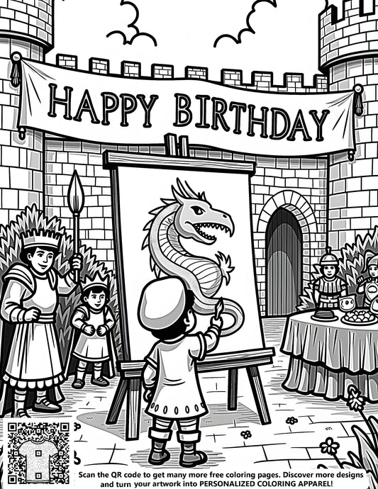 FREE Medieval Birthday Party Coloring Page - Download NOW