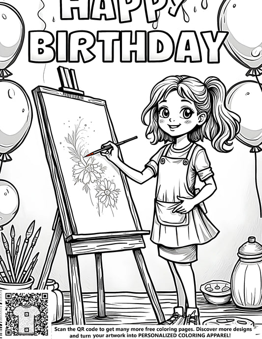 FREE Birthday Celebration Coloring Page Download NOW