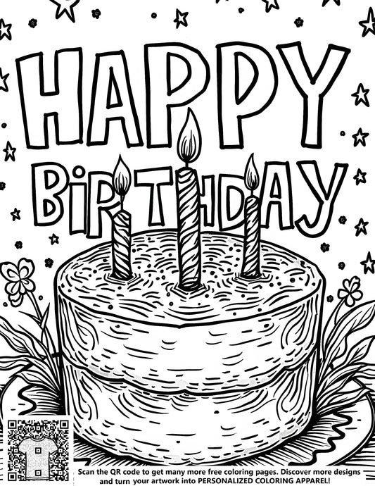 FREE Birthday Cake Coloring Page Printable Download