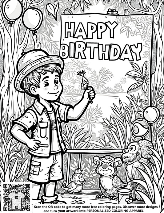 FREE Jungle Birthday Coloring Page - Download NOW