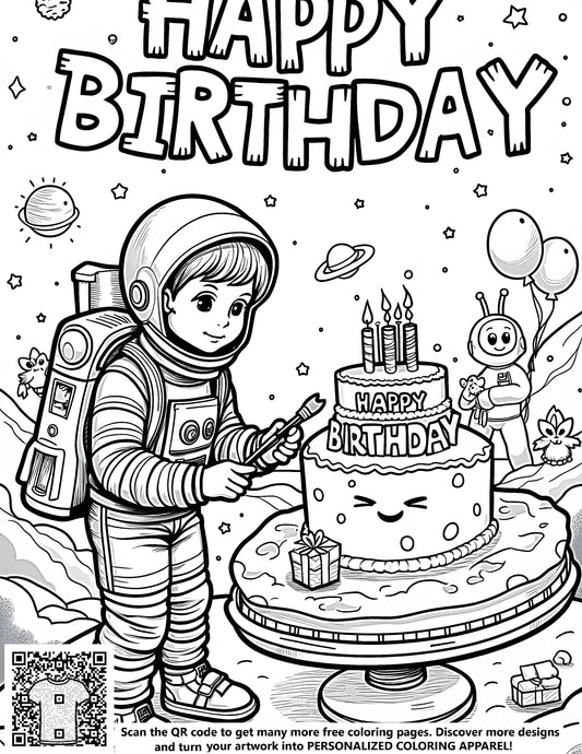 FREE Astronaut Birthday Coloring Page Download NOW