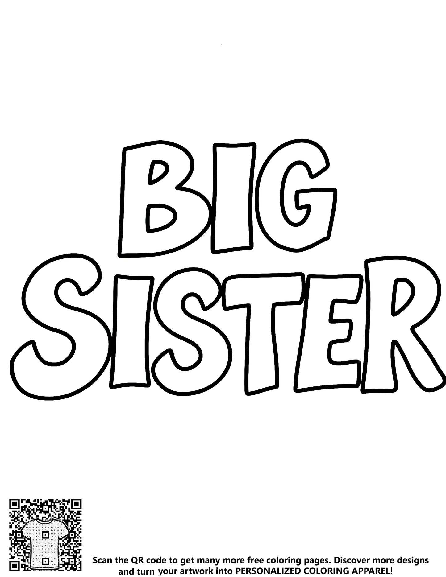 FREE Big Sister Coloring Page - Printable Download