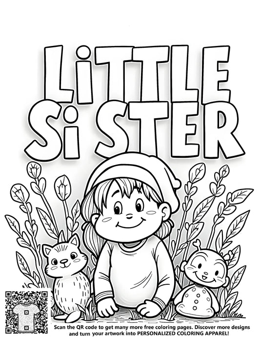 FREE Little Sister Nature Coloring Page - Download NOW