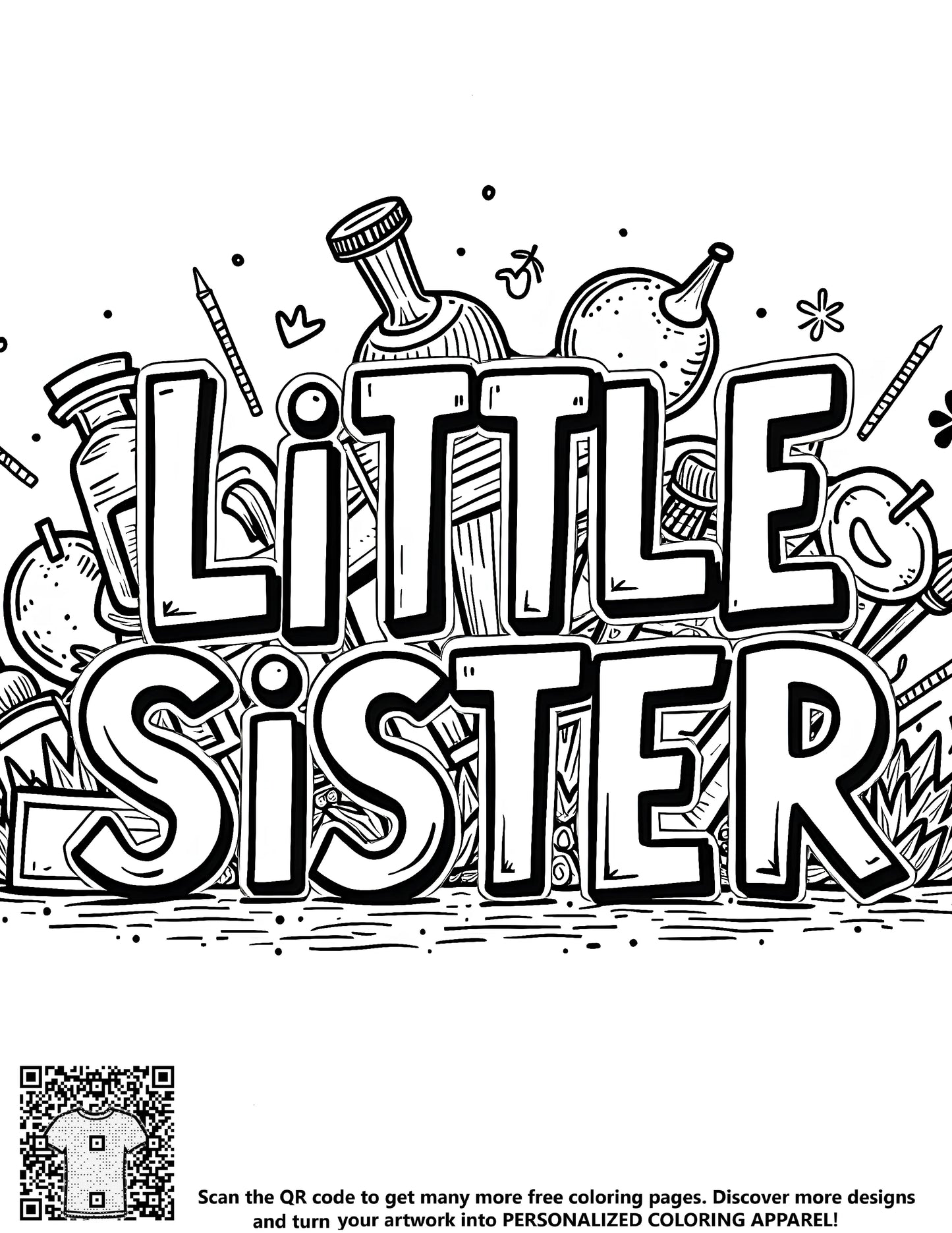 FREE Little Sister Coloring Page Download NOW