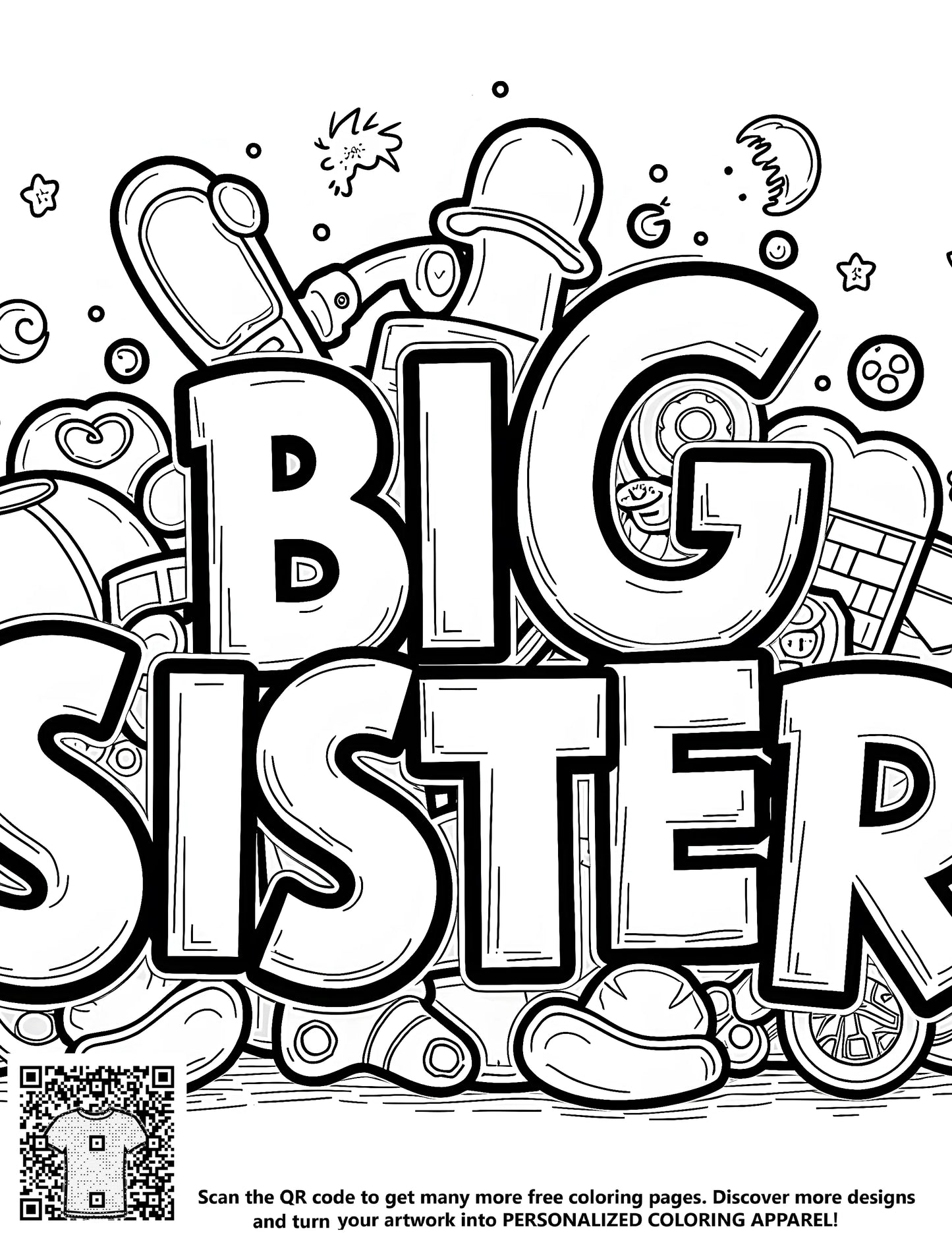 FREE Big Sister Coloring Page - Printable Download