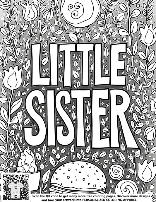 FREE Little Sister Coloring Page - Printable Download