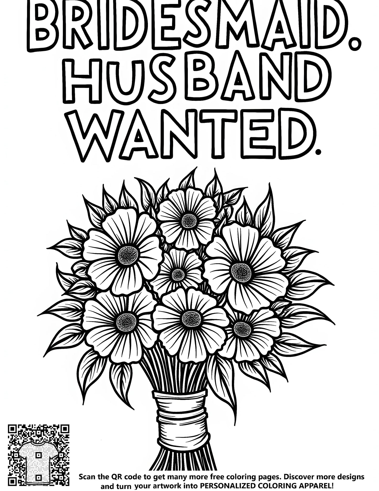 FREE Bridesmaid Flower Bouquet Coloring Page - Download NOW