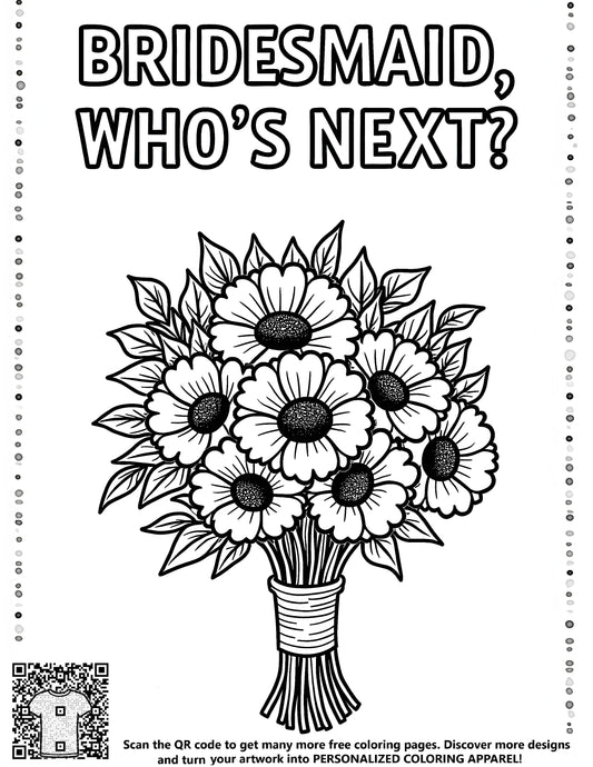 FREE Coloring Page - Bridesmaid Who's Next Daisies Printable