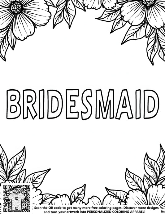 FREE Bridesmaid Coloring Page Printable Floral Design Download