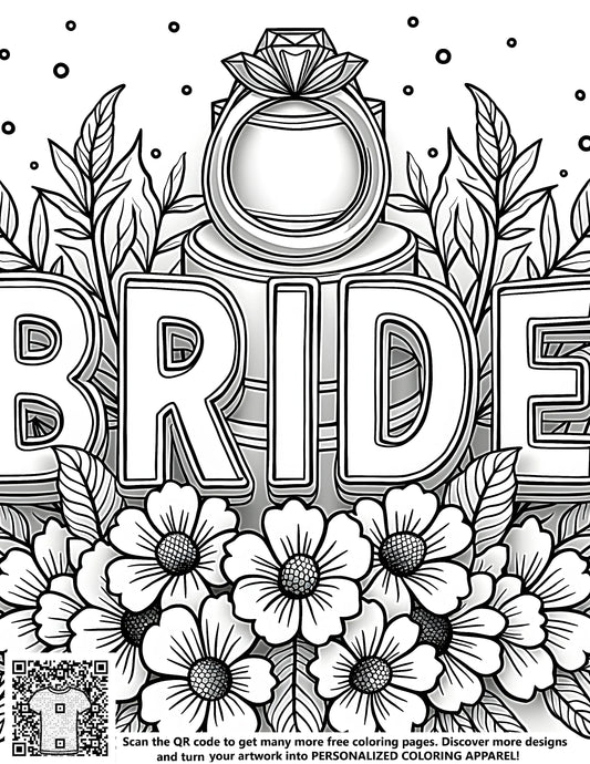 FREE Bride Wedding Theme Coloring Page Printable Download